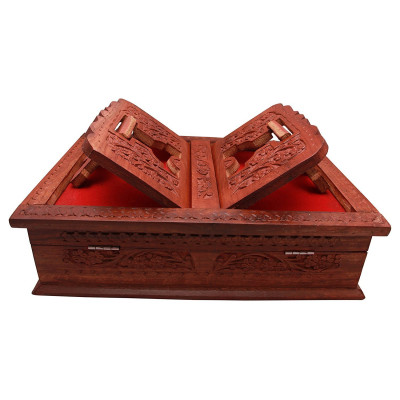 Wooden Hand Carved Holy Books Stand Box with  Angoori Design Wooden Hand Carved Holy Books Stand Box with  Angoori Design
